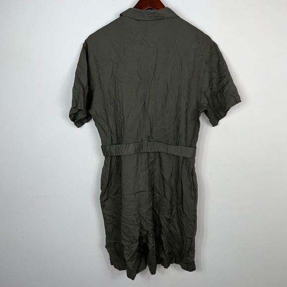 Together! Vintage 80s- 90s Olive Green Belted Romper - Picture 4 of 10